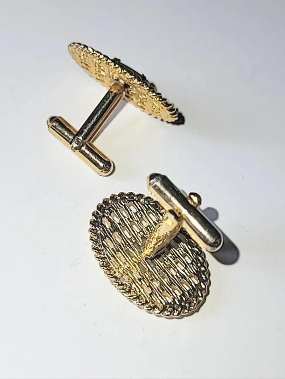 Green Stone Connemara Marble Baskettweave Cufflinks